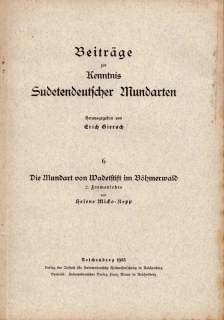Beiträge zur Kenntnis Sudetendeucher Mundarten 6