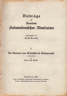 Beiträge zur Kenntnis Sudetendeucher Mundarten 5