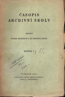 Časopis archivní školy 1927 - komplet