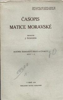 Časopis Matice moravské 1940 - komplet