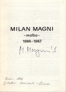 Milan Magni: Malba 1986-1987 (podpis)
