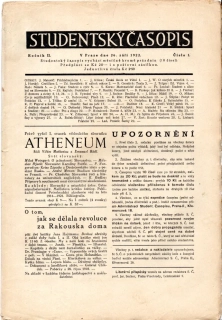 Studentský časopis 1922-23 r. 2 - komplet
