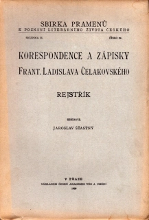 Korespondence a zápisky Frant. Ladislava Čelakovského