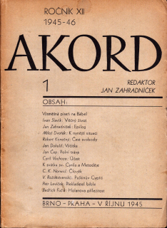 Akord, revue pro literaturu, umění a život 1945-46 r. 12 - komplet