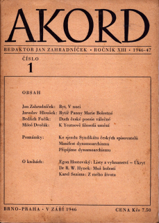 Akord, revue pro literaturu, umění a život 1946-47 r. 13 - komplet