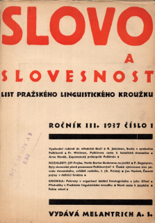 Slovo a slovesnost 1937 r. 3 - komplet