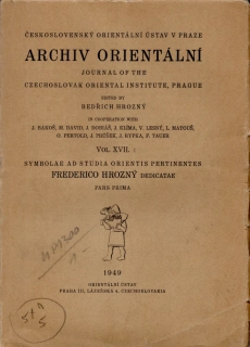 Symbolae ad studia orientis pertinentes - první část