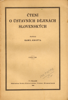 Krofta, Kamil - Čtení o ústavních dějinách slovenských