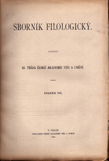 Sborník filologický, svazek VII.