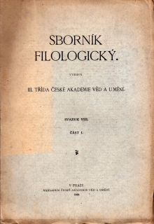 Sborník filologický, svazek VIII.