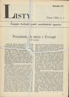 Listy, časopis československé socialistické opozice 1985 - komplet