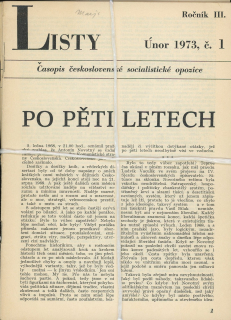 Listy, časopis československé socialistické opozice 1973 - chybí č. 4