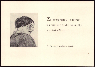 Švabinský, Max - Za projevenou soustrast k úmrtí mé drahé manželky srdečně děkuji.