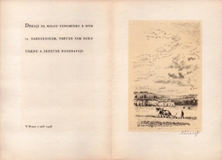 Švabinský, Max - Děkuji za milou vzpomínku k mým 75. narozeninám…