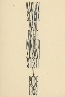 Ševčík, Václav - Václav Ševčík vám přeje mnoho zdraví, štěstí v roce 1959